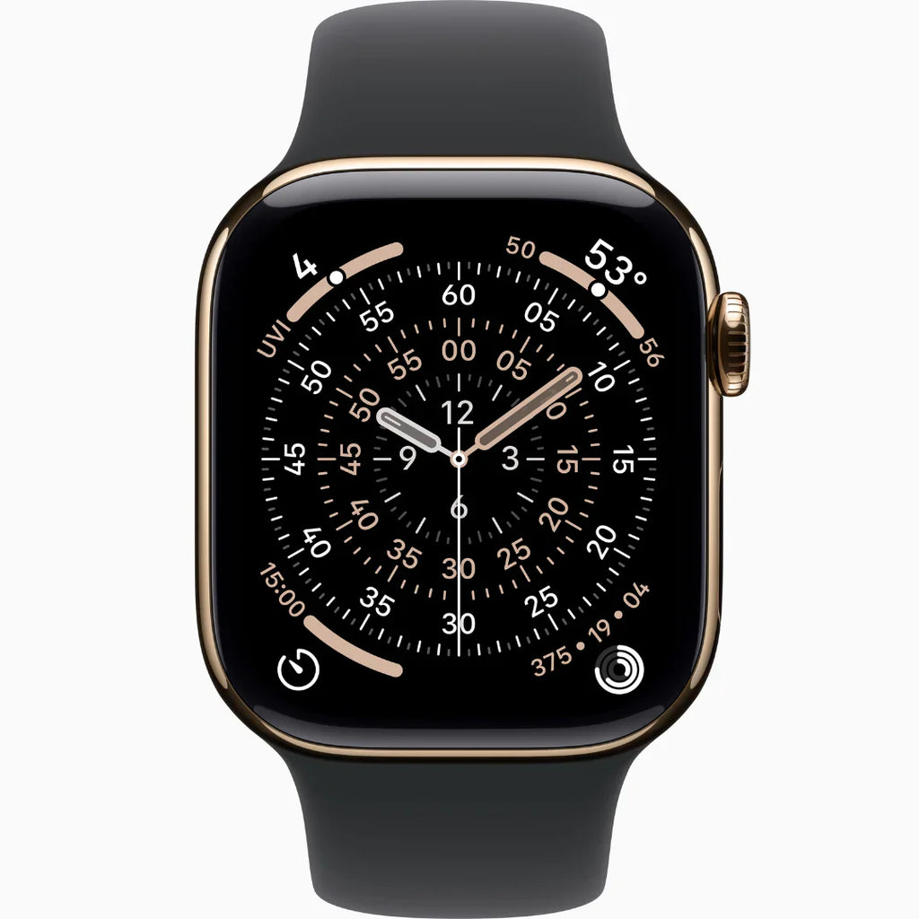 Apple Watch Series 9, GPS + Callular With Stainless Steel / ساعة أبل سيريز 9، مزودة بنظام تحديد المواقع العالمي (GPS) ووظيفة الاتصال، مصنوعة من الفولاذ المقاوم للصدأ.